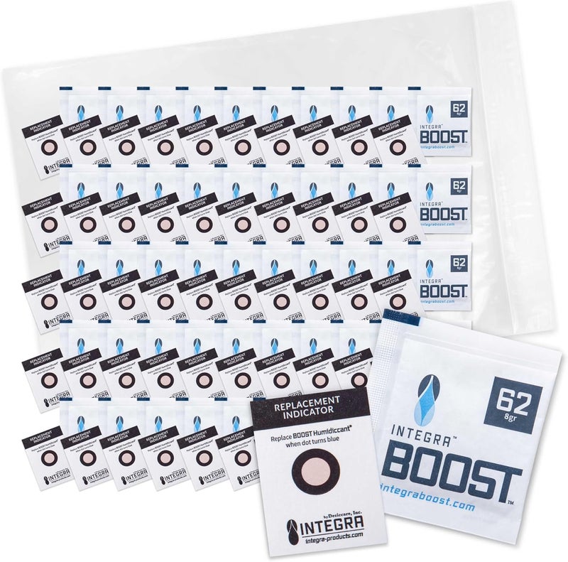 Integra Boost 2-Way Humidity Control Pack - Preserve Flavor & Control Humidity at 62% RH - Moisture Absorber for Herbs, Spices & More - 8 Gram (Pack of 50) - Image 1